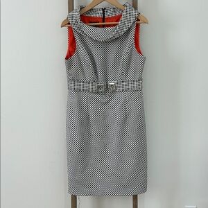 Muse Black/White Patterned Peter Pan Collar Lined Women’s Midi Dress Size 10